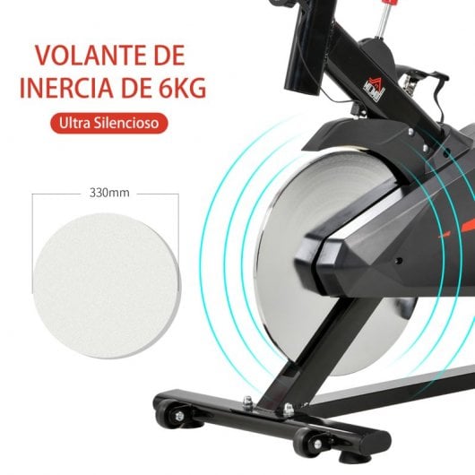 HomCom Bicicleta Estática Negro/Rojo