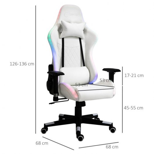 Vinsetto Silla Gaming RGB Blanco/Negro