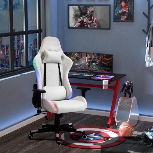 Vinsetto Silla Gaming RGB Blanco/Negro
