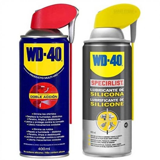 WD-40 Pack Spray Lubricante Doble Acción 400ml + Specialist Spray Lubricante de Silicona 400ml
