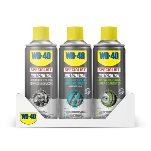 WD-40 Specialist Motorbike Pack Spray Limpia Cadenas 400ml + Spray Lubricante de Cadenas 400ml + Spray Abrillantador de 