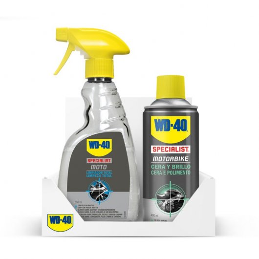 WD-40 Specialist Motorbike Pack Spray Cera y Brillo 400ml + Spray Limpiador Total 500ml