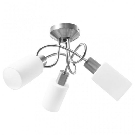 VidaXL Plafonnier Bol en Céramique 3xE14 Blanc