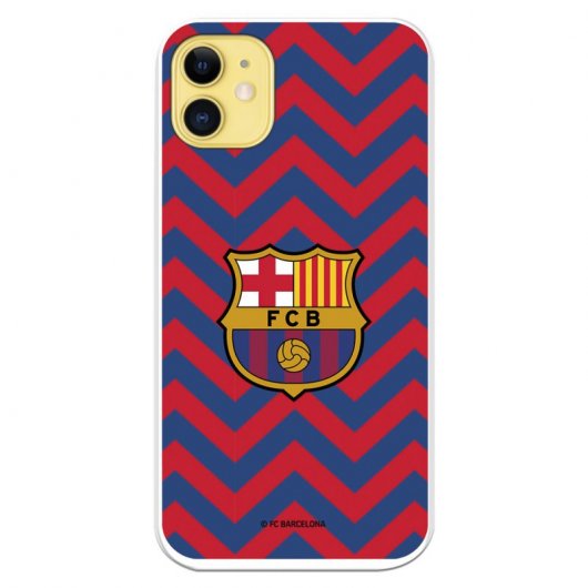 Funda Licencia Oficial del FC Barcelona Escudo Fondo Zigzag Rojo y Azul para iPhone 11