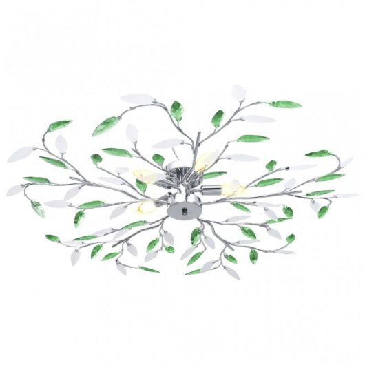 VidaXL Plafonnier Feuilles de Verre 5xE14 Vert