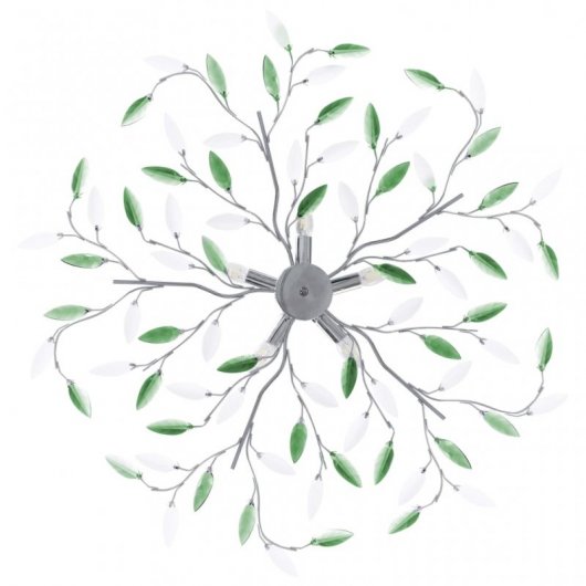 VidaXL Plafonnier Feuilles de Verre 5xE14 Vert