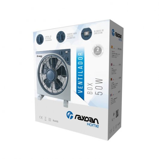 Raydan Home Ventilador Box Fan 50W Gris/Azul