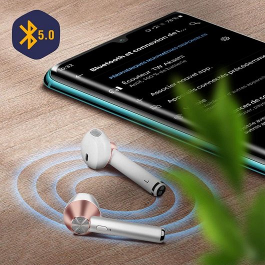 Akashi Altpnkearb Auriculares Bluetooth Blanco/Rosa