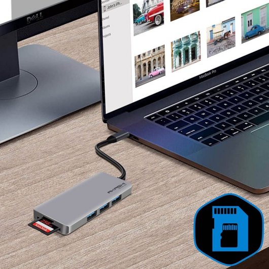 Akashi ALTHUB7IN1TC Hub USB-C a USB-C/HDMI/USB 3.0/SD/MicroSD