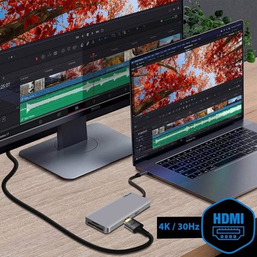 Akashi ALTHUB7IN1TC Hub USB-C a USB-C/HDMI/USB 3.0/SD/MicroSD