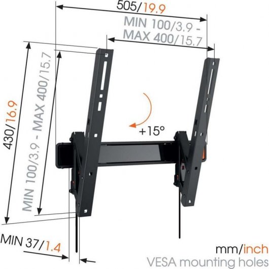 Vogels Wall 3215 Support TV inclinable 32"-55" VESA 400x400 Max. 30 kg