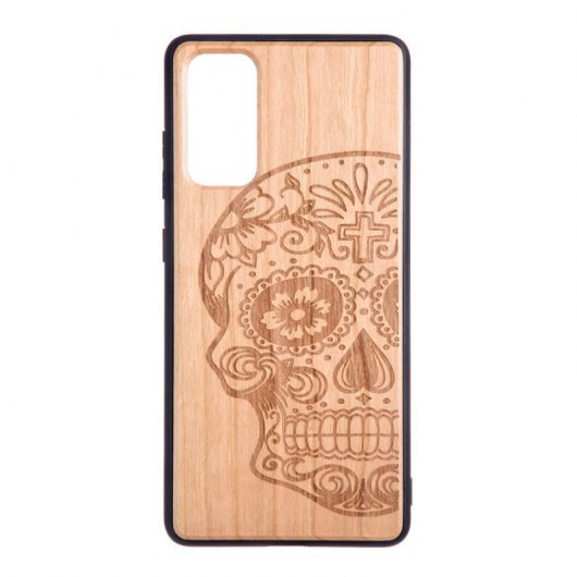 Funda Madera Tallada Calavera Mexicana para Samsung Galaxy S20 FE