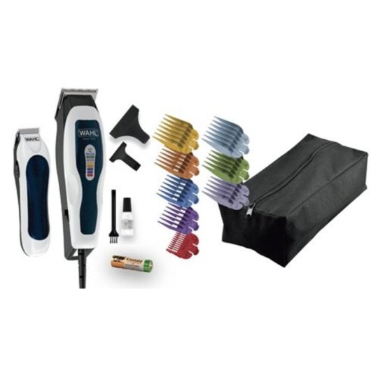 Máquina de Cortar Cabelo Profissional Wahl Color Pro Combo Com Fio 25mm 8 Pentes Lâminas Autoafiáveis