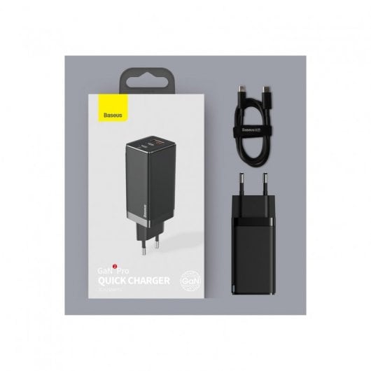 Baseus Carregador de Carga Rápida 2x USB-C + USB 100W 1m Preto