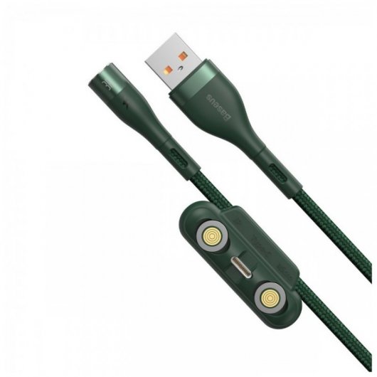 Baseus Cable Carga 3 en 1 USB-A a Lightning/ Micro USB/ USB-C 1.2m Verde