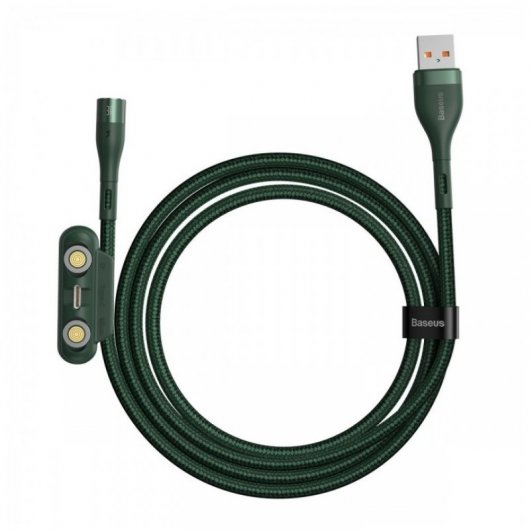 Baseus Cable Carga 3 en 1 USB-A a Lightning/ Micro USB/ USB-C 1.2m Verde