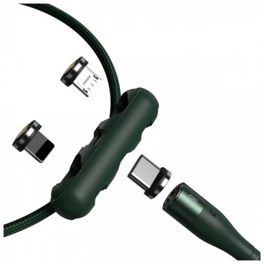 Baseus Cable Carga 3 en 1 USB-A a Lightning/ Micro USB/ USB-C 1.2m Verde
