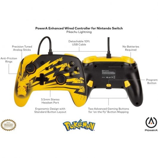 Alimentez une manette filaire Pokémon Pikachu Lightning pour Nintendo Switch