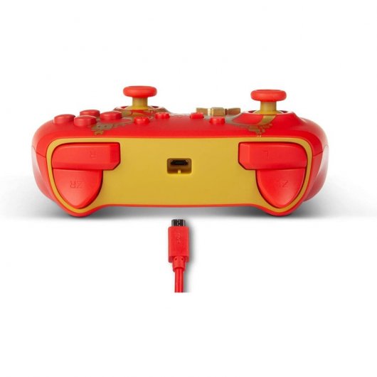 Alimenta un controller con cavo rosso Super Mario Bros M Gold per Nintendo Switch