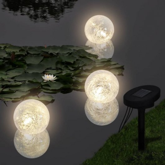 VidaXL Confezione da 3 Lampioni Solari LED Galleggianti per Piscina