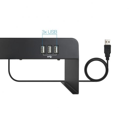 TooQ TQMR0124 Soporte Elevador para Monitor/Portátil con 3 Puertos USB Negro