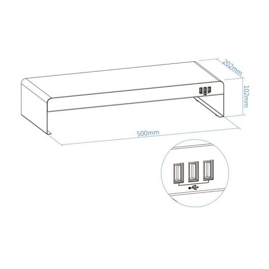 TooQ TQMR0124 Soporte Elevador para Monitor/Portátil con 3 Puertos USB Negro