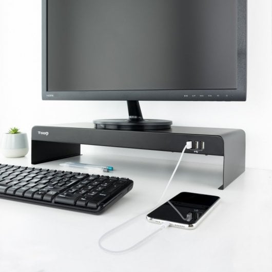 TooQ TQMR0124 Soporte Elevador para Monitor/Portátil con 3 Puertos USB Negro