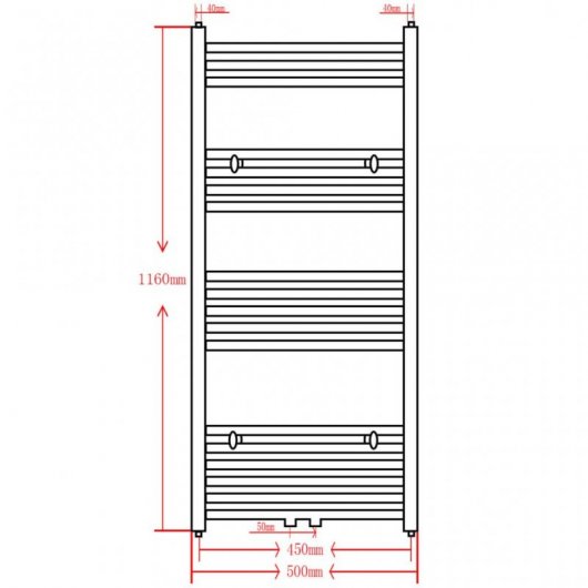VidaXL Radiateur Sèche-Serviettes Incurvé 500x1160mm Noir