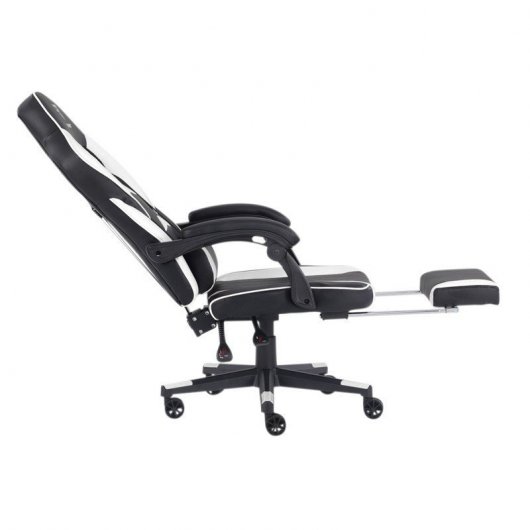 Tempest Pack F36-2 Silla Gaming con Reposapiés Negra/Blanca + Alfombra Circle of War