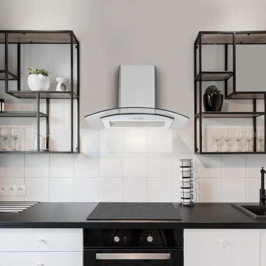 Amsta AMCV60X Campana Decorativa 60 cm Acero Inoxidable/Cristal