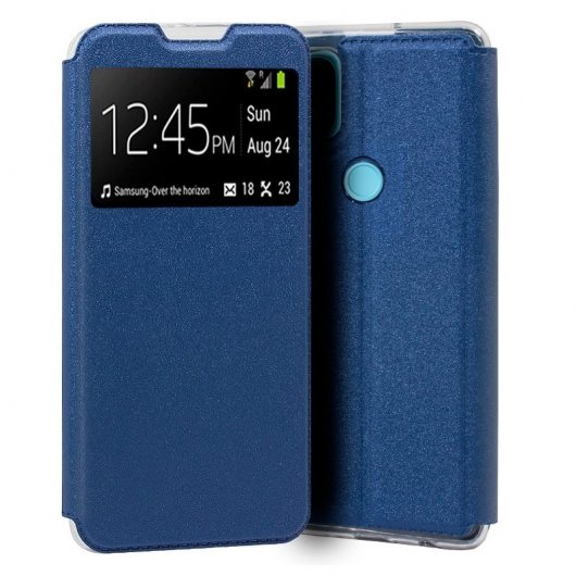 Cool Funda Flip Cover Liso Azul para Realme C21