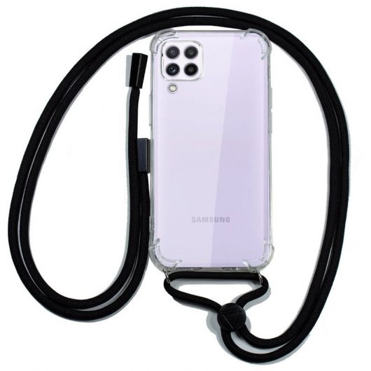 Fantastica custodia trasparente con cordino nero per Samsung Galaxy A22 4G