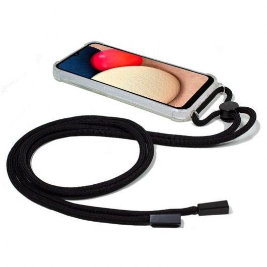 Cool Funda Transparente con Cordón Negro para Samsung Galaxy A02S