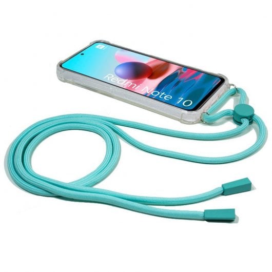 Coole transparente Hülle mit hellblauer Kordel für Xiaomi Redmi Note 10/ Note 10S
