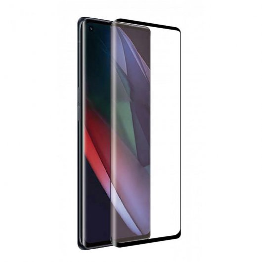 Muvit Protector Cristal Templado Curvo Friendly con Marco Negro para Oppo Find X3 Pro 5G