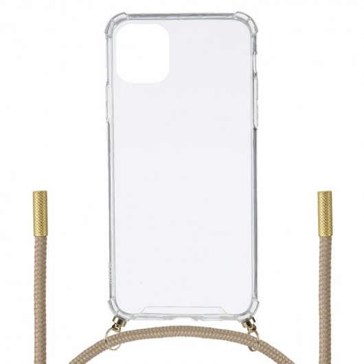 Funda Silicona Colgante Transparente Dorado para iPhone 11 Pro