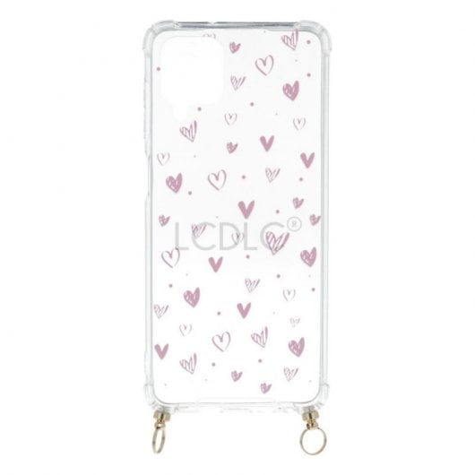 Funda Silicona Colgante Corazones para Samsung Galaxy A12