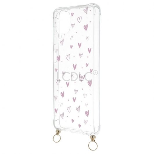 Funda Silicona Colgante Corazones para Samsung Galaxy A12