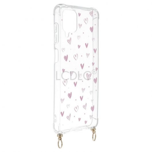 Funda Silicona Colgante Corazones para Samsung Galaxy A12