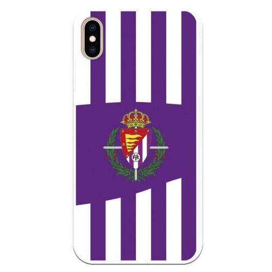 Funda Oficial Valladolid Franjas Lila y Blancas para iPhone XS Max