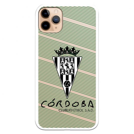 Funda Licencia Oficial Córdoba CF Escudo Blanco y Fondo Rayas para iPhone 11 Pro Max