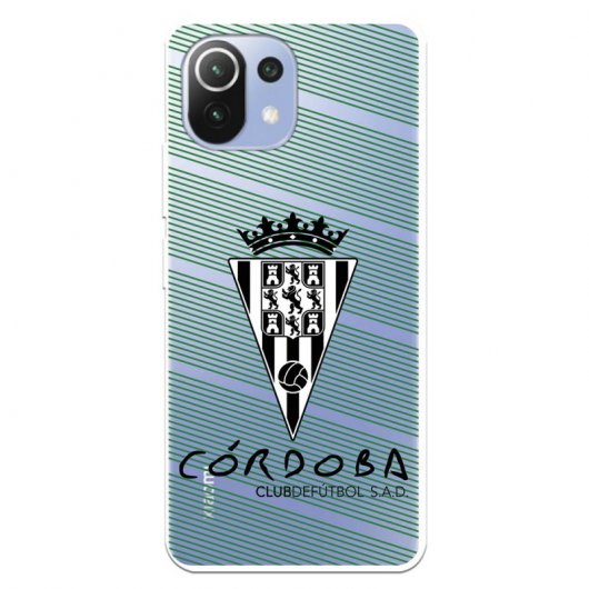 Funda del Córdoba Escudo Blanco y Fondo Rayas Licencia Oficial Córdoba CF para Xiaomi Mi 11 Lite