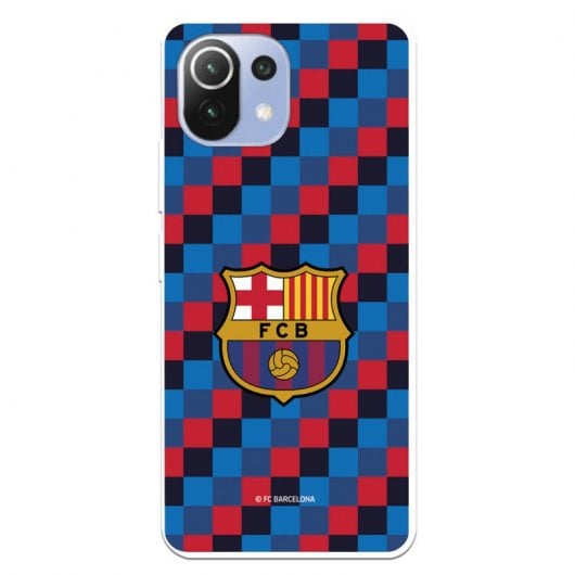 Funda del Barcelona Escudo Fondo Cuadros Licencia Oficial FC Barcelona para Xiaomi Mi 11 Lite