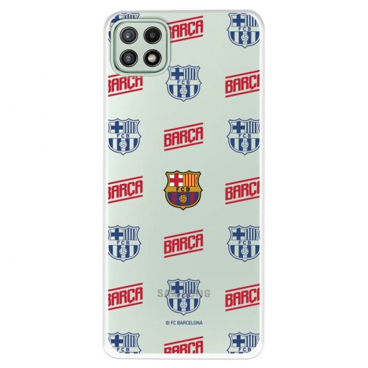 Funda del Barcelona Escudo Patrón Rojo y Azul Transparente Licencia Oficial FC Barcelona para Samsung Galaxy A22 5G