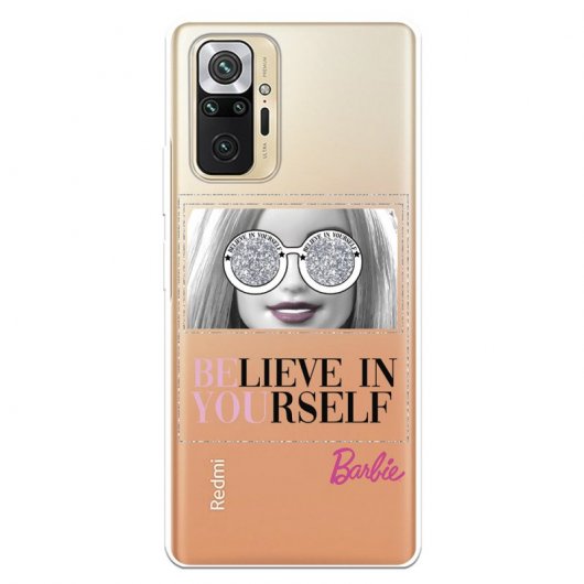Funda Oficial de Mattel Barbie Believe In Yourself Liquida Plateada Barbie para Xiaomi Redmi Note 10 Pro