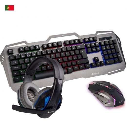 NGS GBX-1500, QWERTY, PT clavier Souris incluse USB Portuguais Gris