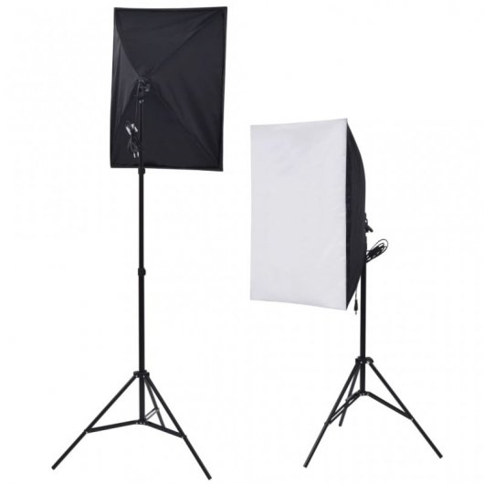 vidaXL Kit de Estudio Fotográfico 2 Softbox + 5 Fondos + 4 Paraguas + Reflector