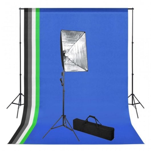 vidaXL Kit de Estudio Fotográfico con Softbox + 5 Telones de Fondo