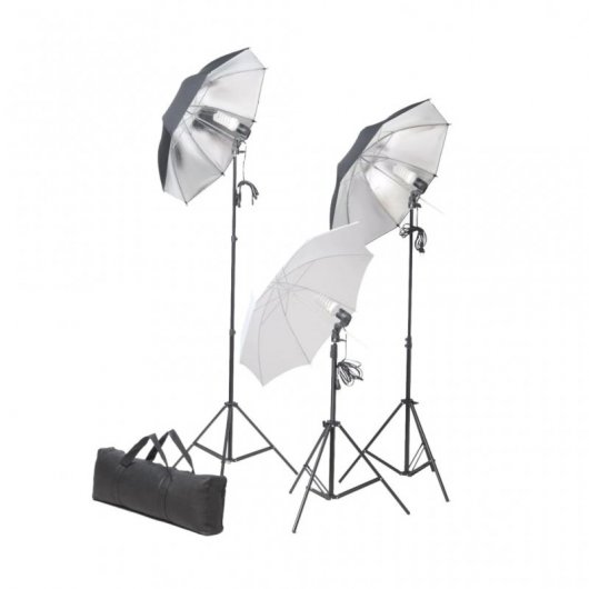 vidaXL Kit studio photo avec 3 lumières + fond vert