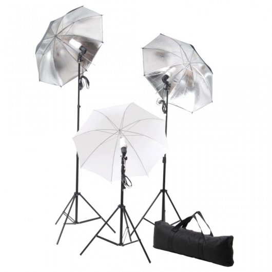 vidaXL Kit studio photo avec 3 lumières + fond vert
